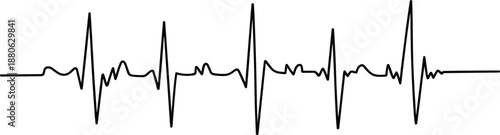 Black and white heart rate monitor line graph medical