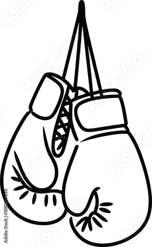 Black and white boxing gloves with laces and wrist support