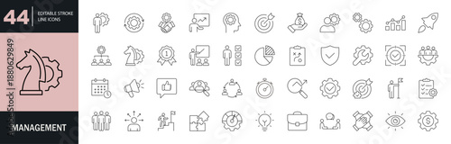 Management icon set. Editable line icons. Vector illustration.