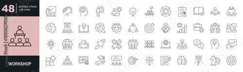 workshop icon set. Editable line icons. Vector illustration.