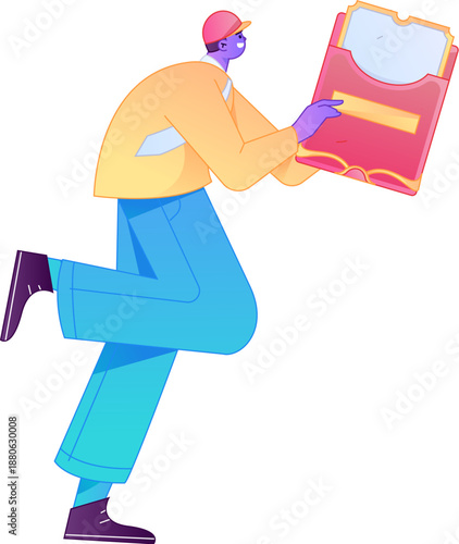 Vector flat gradient illustration of a character holding a red envelope and celebrating Chinese New Year.
