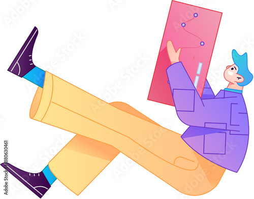 Vector flat gradient illustration of a character holding a red envelope and celebrating Chinese New Year.
