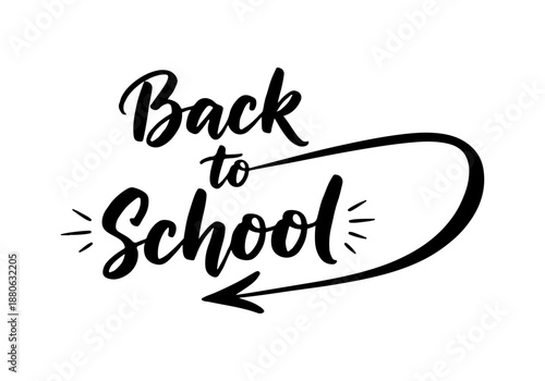 Back to School Calligraphy Text with Arrow and Sparkles, Perfect for Educational Themes and Greetings