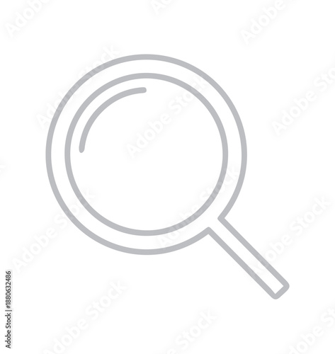 Simple light gray line art magnifying glass symbol enclosed by a circle, ideal for universal search functionality on a clean white background.