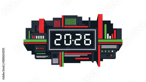 futuristic 2026 digital display technology illustration for innovative business presentations and advanced data processing visuals
