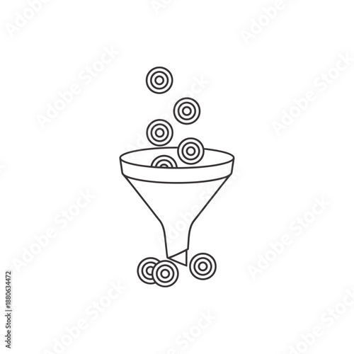 sales funnel marketing strategy process illustration showing data filtering and conversion representing business growth optimization and financial efficiency concept.