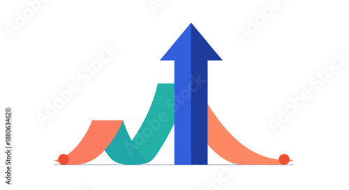 business growth chart illustrating dynamic market trend analysis and financial performance with an upward arrow for strategic planning reports