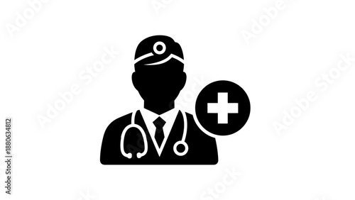 doctor icon with medical cross symbolizing professional healthcare provider services and accessible medical assistance for modern digital health apps and platforms.