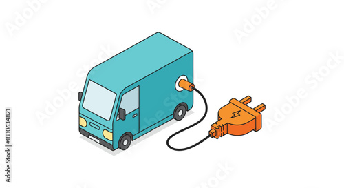 electric delivery van charging at a conceptual station highlighting sustainable transportation and green logistics solutions for modern commercial fleet operations