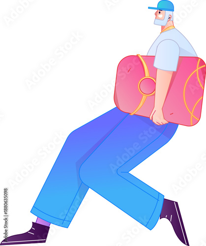 Vector flat gradient illustration of a character holding a red envelope and celebrating Chinese New Year.
