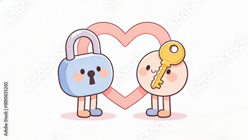 A funny cartoon illustration of a couple of lovers and their family with a smiling boy and child character celebrating Valentine holiday art featuring a heart symbol vector design drawing