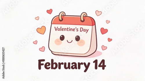 Vintage pink valentine holiday card design featuring a heart symbol and love icon vector illustration with a calendar gift for health