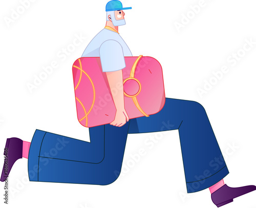 Vector flat gradient illustration of a character holding a red envelope and celebrating Chinese New Year.
