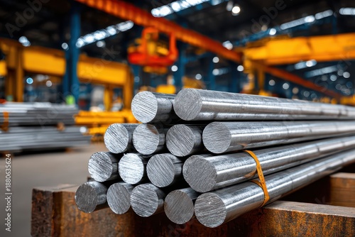 Steel bars aligned on the platform, clear transparent background shot.