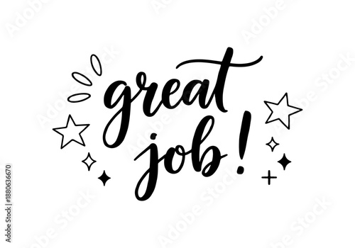 Great Job! Encouragement and Appreciation - Typography with Stars and Sparkles