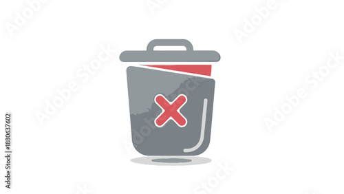Trash can with red cross symbol indicating deletion or removal.