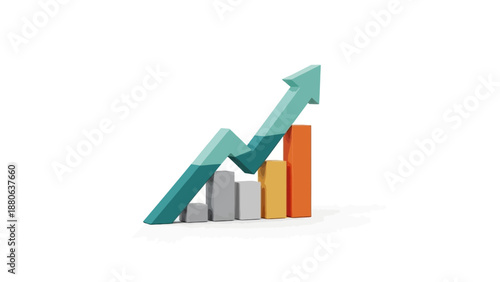 Vibrant Bar Chart with Upward Trending Arrow Illustrating Business Growth and Financial Success.