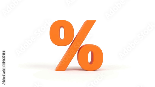 Vibrant Orange Percentage Symbol Standing Boldly on a White Background.
