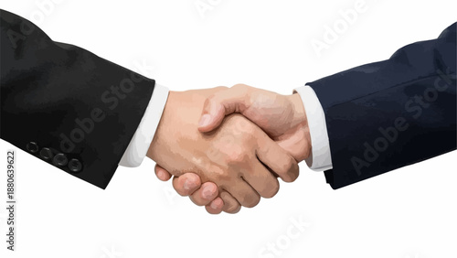 Two business people shaking hands in agreement and partnership.