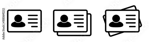 ID Card Icon Set for Employee Badge, Driver License and Staff Identification