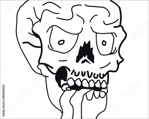 Distressed skull illustration with exaggerated facial expression