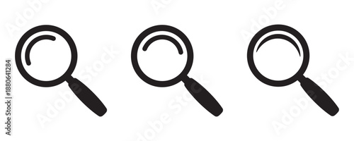 Magnifying Glass Icon Set. Search, Find and Discovery Symbols.
