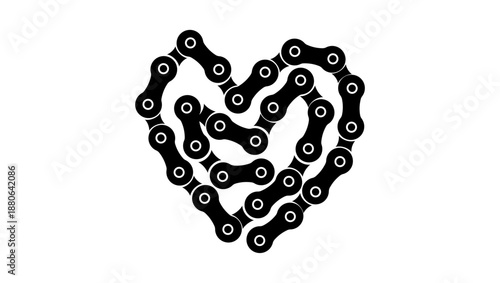 heart from a bicycle chain, black isolated silhouette