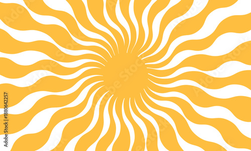 Sun and sun rays retro style. Vintage summer poster. Groovy sunny background.