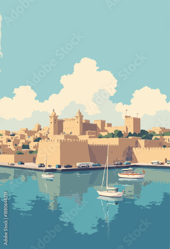Valletta, Malta harbor blending Crusader fortress walls modern solarglass architecture Flat