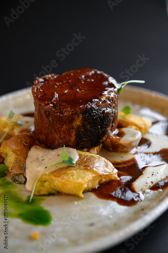European cuisine restaurant menu dishes served on table, gourmet food presentation, fine dining concept, modern culinary lifestyle food photography.