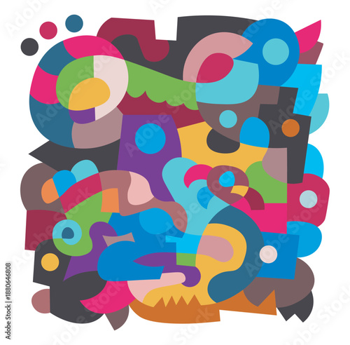 abstract mural doodle art for wall decoration