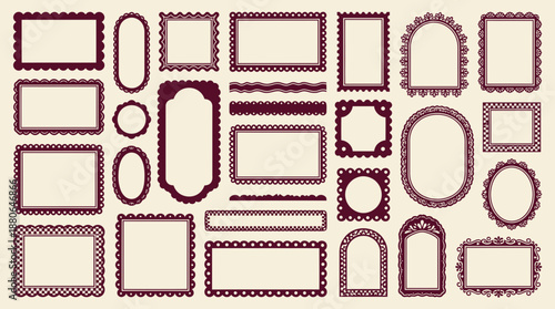 A large vintage collection of decorative frames, elegant labels and ornate borders in various shapes and sizes, concept for wedding invitations, scrapbooking design and certificate templates