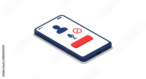smartphone showing a muted microphone icon and user profile for online calls emphasizing communication issues digital privacy concerns and disabled audio.