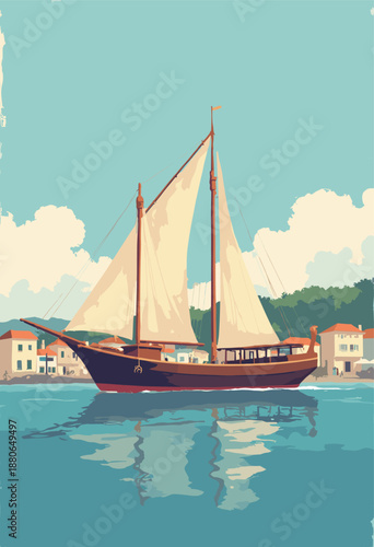 Zanzibar Stone Town waterfront ancient dhows fitted solar sails Flat