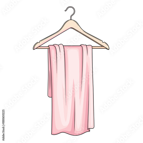 Light pink scarf hanging on a wooden hanger for Fashion Week  