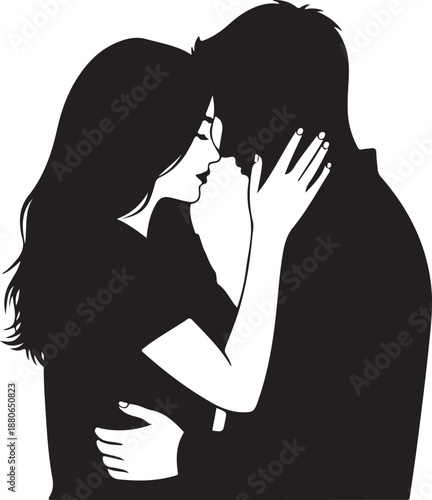 Romantic couple sharing a tender loving kiss moment together