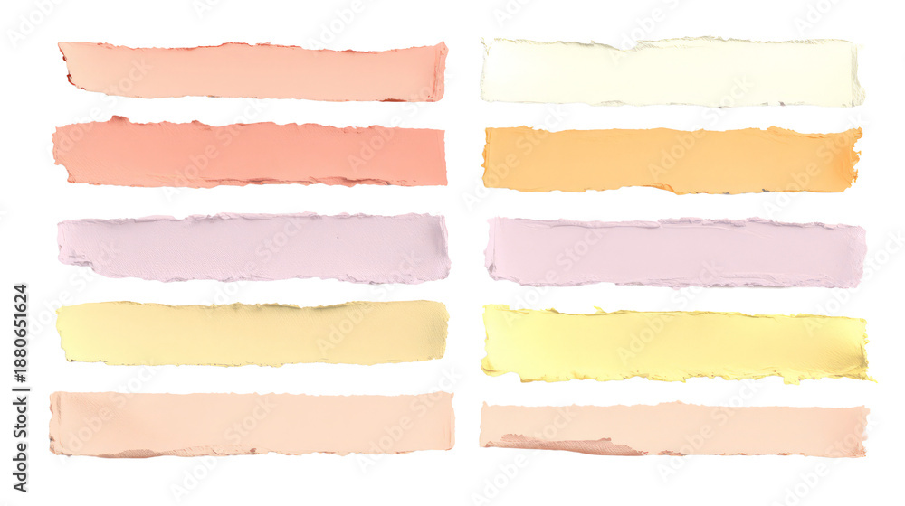 Fototapeta premium Torn pastel paper strips collection for design