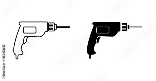 Drill Machine Icon for Construction, Repair and Power Tool Applications