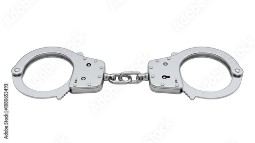 Silver police handcuffs isolated on transparent background isolated on white background