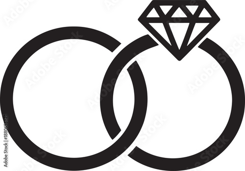 Simple Engagement Rings Outline Love Vector Illustration