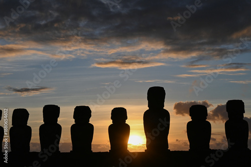 moai sunrise, easter island