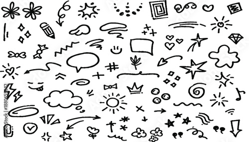 A simple set of hand drawn doodle arrows in a sketch style for icons, design, and illustrations