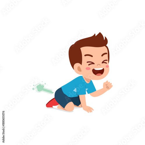 Cartoon-style boy showing discomfort and illness symptoms.