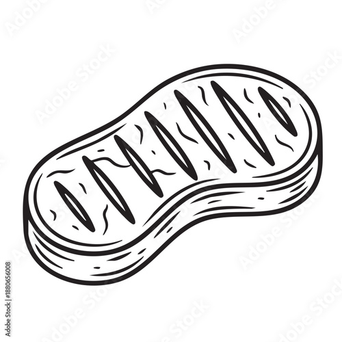 Simple black outline of a juicy grilled beef steak for restaurant branding