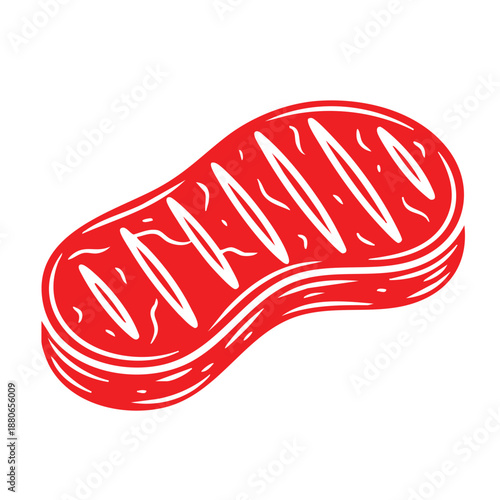 Simple white outline of a juicy grilled beef steak for restaurant branding