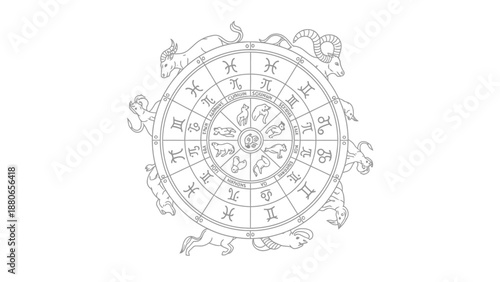 Vintage Astrology Chart Illustration