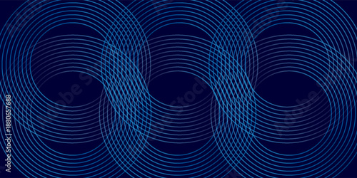Abstract blue glowing geometric lines on dark blue background. Modern shiny blue circle lines pattern. Futuristic technology concept. vector eps10