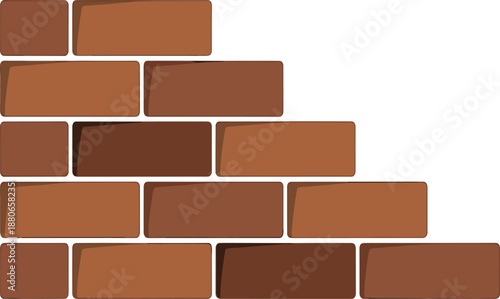 Brown brick wall section illustration, masonry building material background for construction and urban design