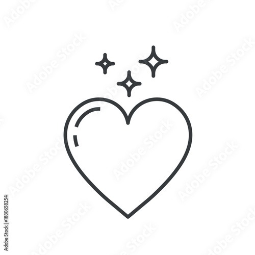 Heart with sparkling stars icon in thin line style. Editable stroke. Love, St. Valentine’s Day, affection, romance concept. For web design, decoration, mobile element. Isolated vector illustration