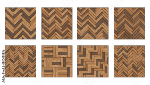 Collage of various wooden pattern designs displayed together in a grid arrangement showcasing textures and designs